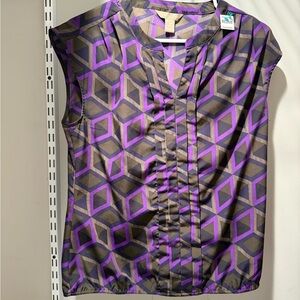 Banana Republic Purple and Black Geometric Blouse
